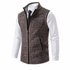 Men's Sweater Vest with Zip-Up Closure and Stand Collar