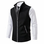 Men's Sweater Vest with Zip-Up Closure and Stand Collar