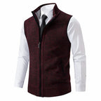 Men's Sweater Vest with Zip-Up Closure and Stand Collar