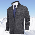 Men's Zip-Up Sweater with Stand Collar and Front Zip Pockets