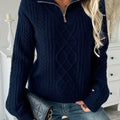 Cable Knit Quarter Zip Sweater for Women