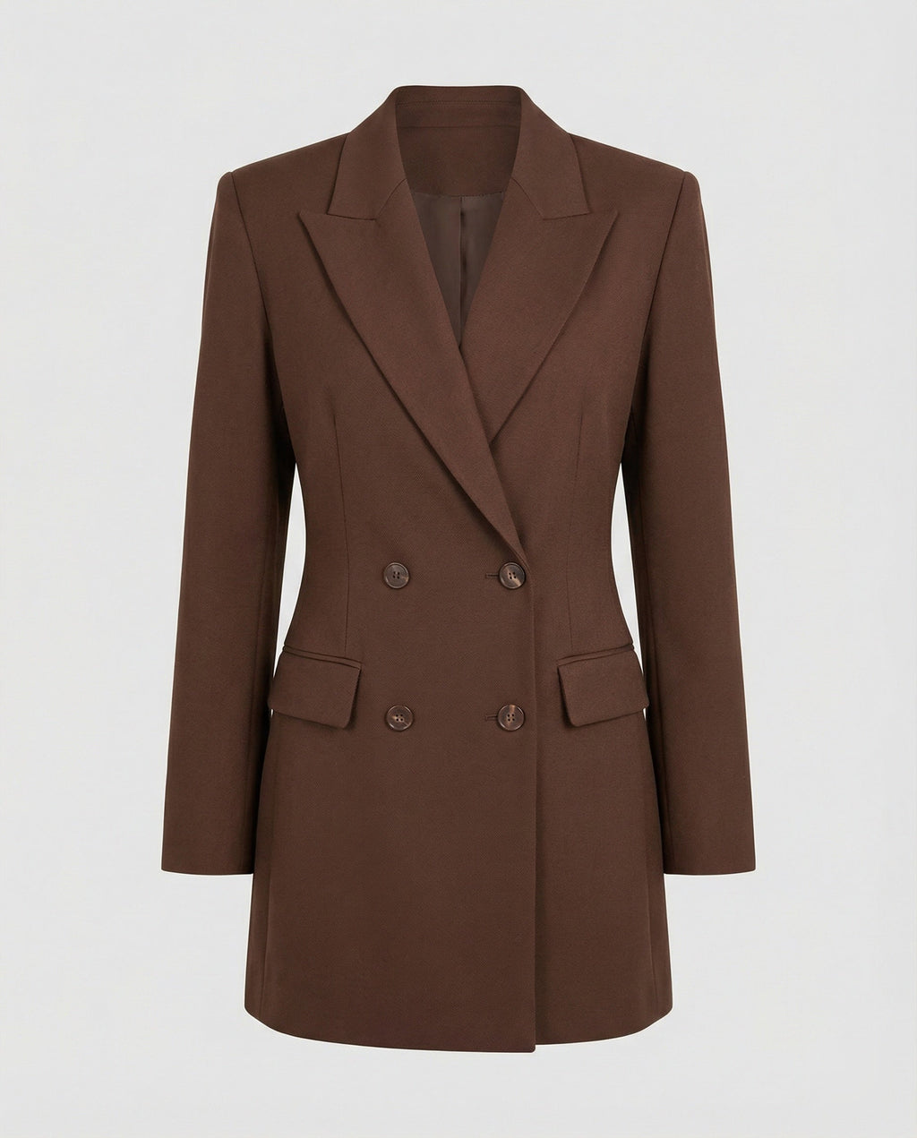 Double-Breasted Women's Blazer Dress with Structured Shoulders and Notched Lapels