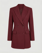 Double-Breasted Women's Blazer Dress with Structured Shoulders and Notched Lapels