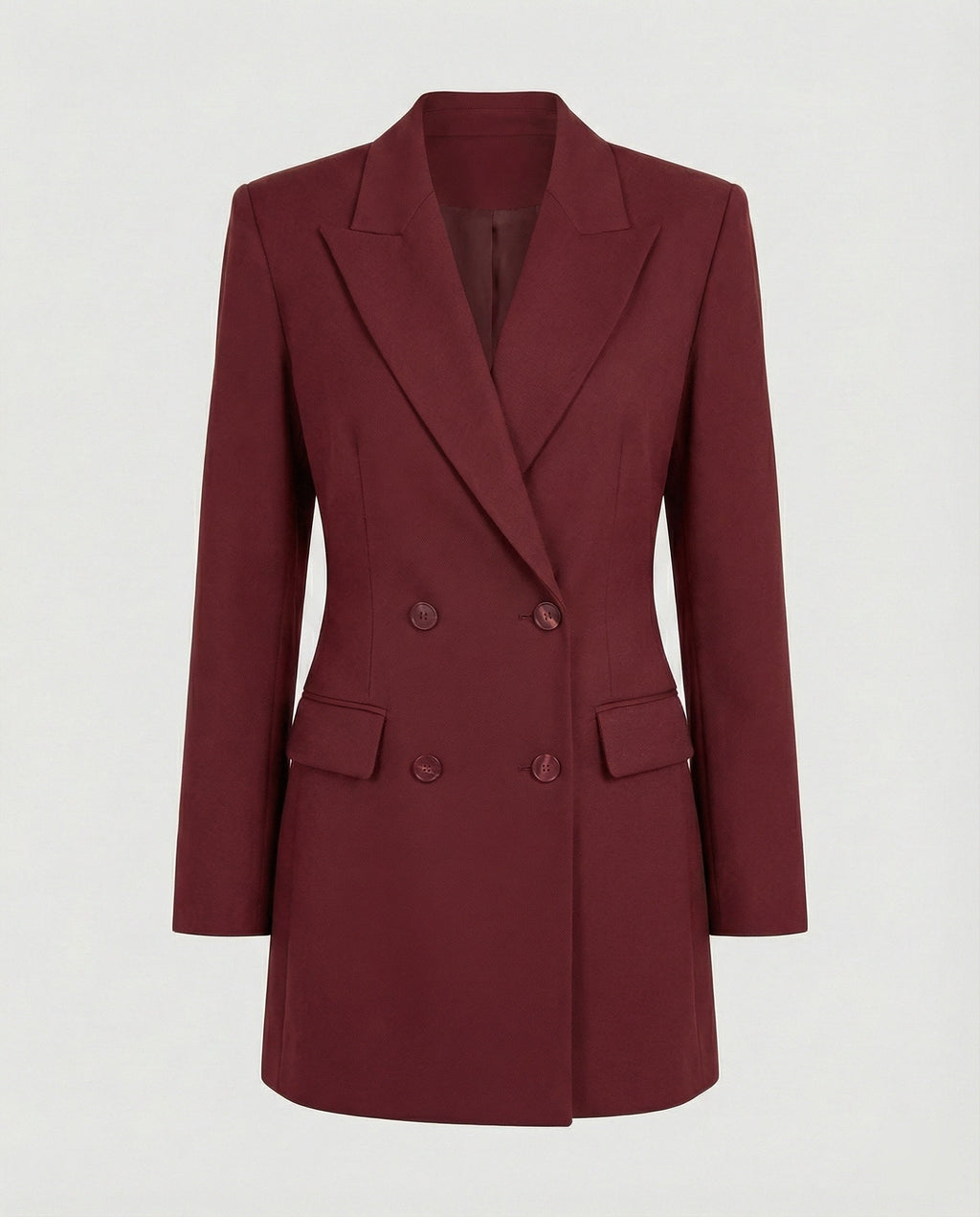 Tailored Double-Breasted Blazer Dress with Notched Lapels and Structured Shoulders