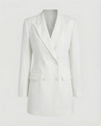 Double-Breasted Women's Blazer Dress with Structured Shoulders and Notched Lapels