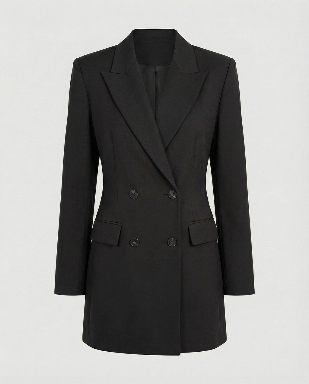 Double-Breasted Women's Blazer Dress with Structured Shoulders and Notched Lapels