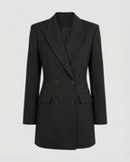 Double-Breasted Women's Blazer Dress with Structured Shoulders and Notched Lapels