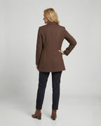 Double-Breasted Women's Blazer Dress with Structured Shoulders and Notched Lapels