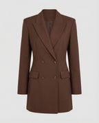 Tailored Double-Breasted Blazer Dress with Notched Lapels and Structured Shoulders