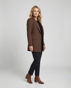 Double-Breasted Women's Blazer Dress with Structured Shoulders and Notched Lapels