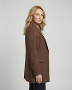 Double-Breasted Women's Blazer Dress with Structured Shoulders and Notched Lapels