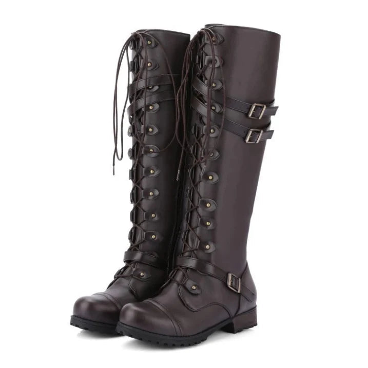 Stylish Lace-Up Boots for Women with Adjustable Buckles