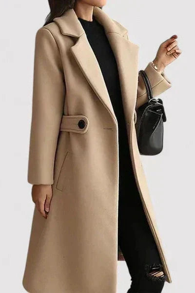 Belted Longline Women's Winter Coat in Camel