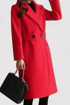 Belted Longline Women's Winter Coat in Camel