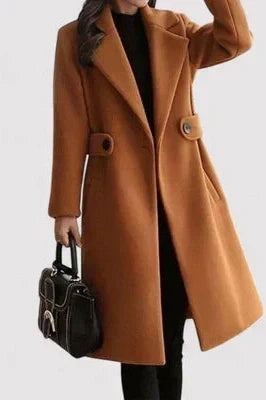 Belted Longline Women's Winter Coat in Camel