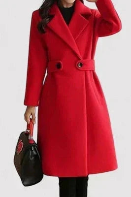 Belted Longline Women's Winter Coat in Camel