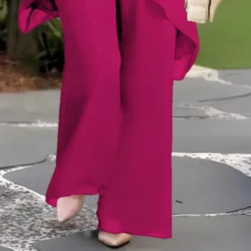 Women's Draped Palazzo Pants and Coordinated Top Set