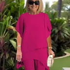Women's Draped Palazzo Pants and Coordinated Top Set