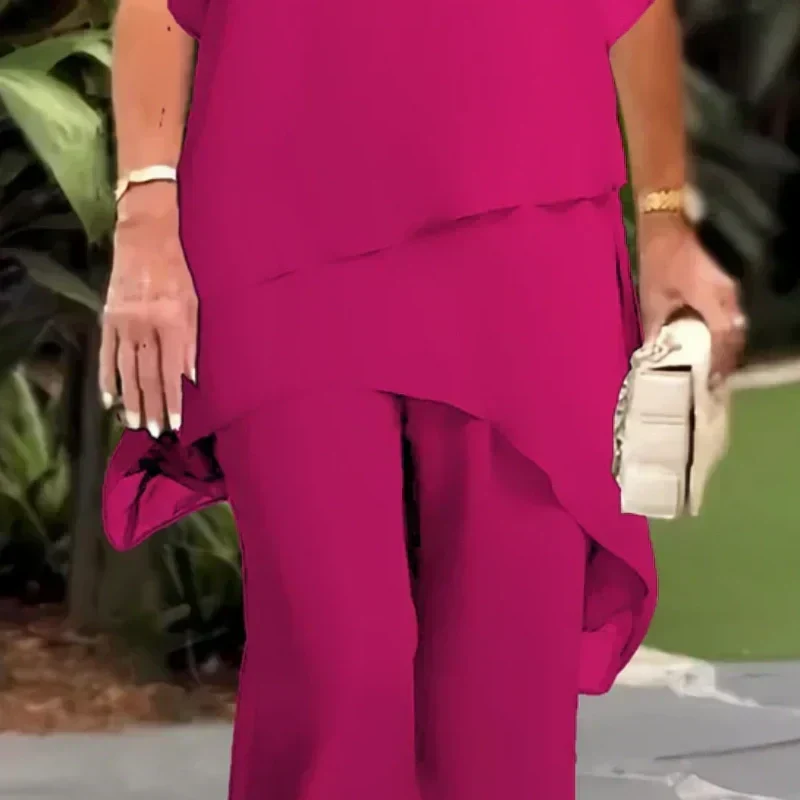 Women's Draped Palazzo Pants and Coordinated Top Set