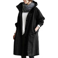 Hooded Waterproof Long Raincoat with Button Closure and Pockets