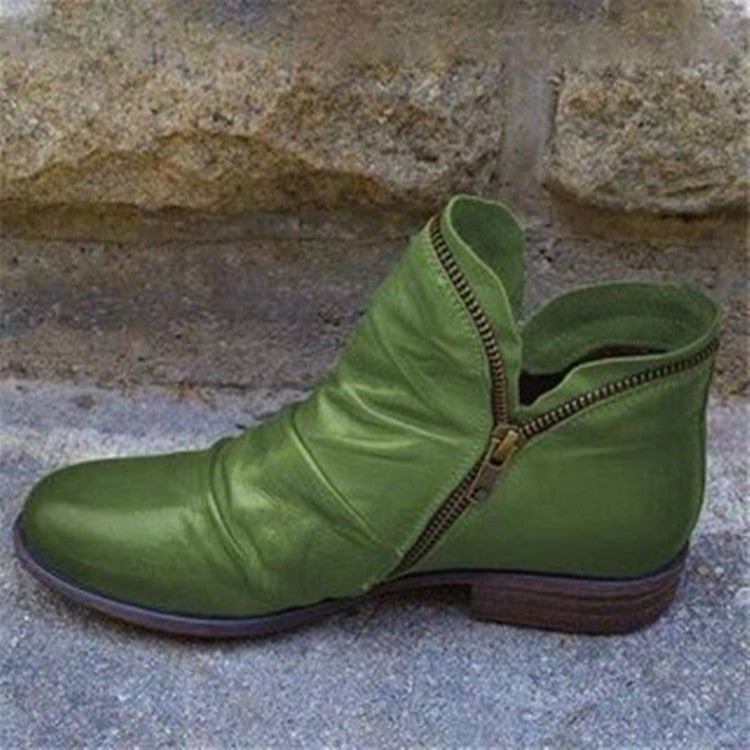 Stylish Women's Leather Ankle Boots with Durable Zipper for Everyday Comfort