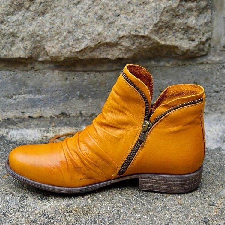 Stylish Women's Leather Ankle Boots with Durable Zipper for Everyday Comfort