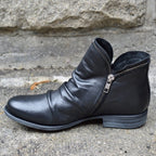 Stylish Women's Leather Ankle Boots with Durable Zipper for Everyday Comfort