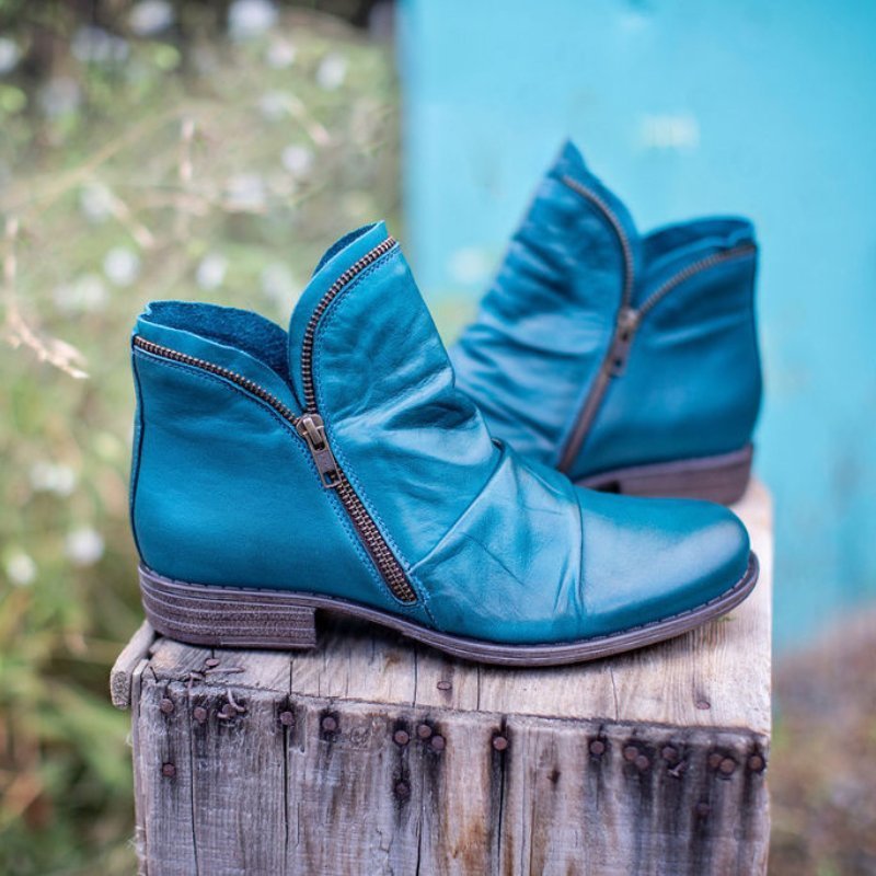 Stylish Women's Leather Ankle Boots with Durable Zipper for Everyday Comfort