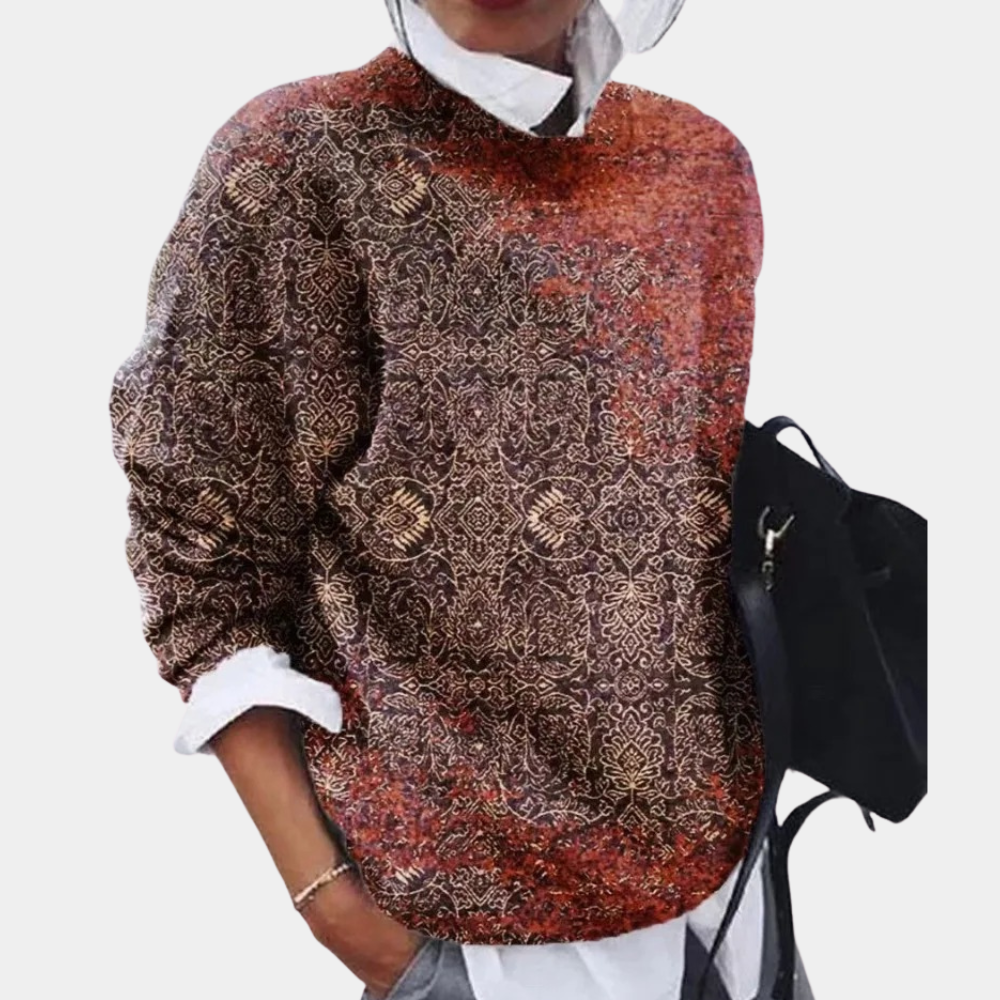 Women's Vintage-Inspired Spring Sweater with Geometric Pattern