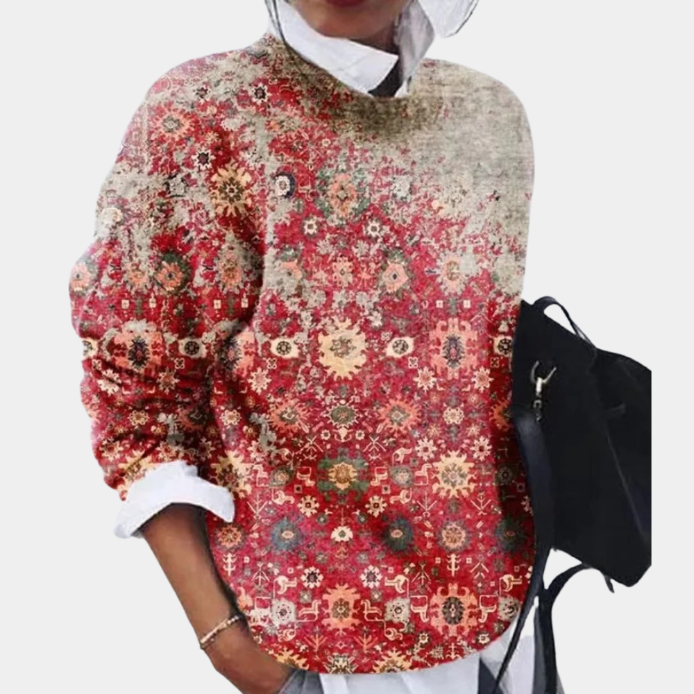 Women's Vintage-Inspired Spring Sweater with Geometric Pattern