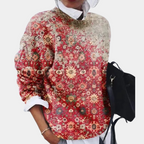 Women's Vintage-Inspired Spring Sweater with Geometric Pattern
