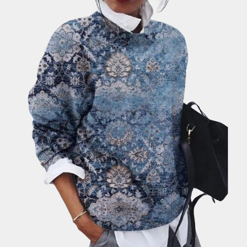 Women's Vintage-Inspired Spring Sweater with Geometric Pattern