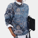Women's Vintage-Inspired Spring Sweater with Geometric Pattern