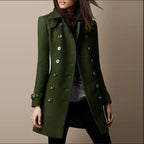 Royal Blue Women's Double-Breasted Tailored Winter Coat