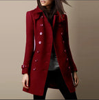 Royal Blue Women's Double-Breasted Tailored Winter Coat