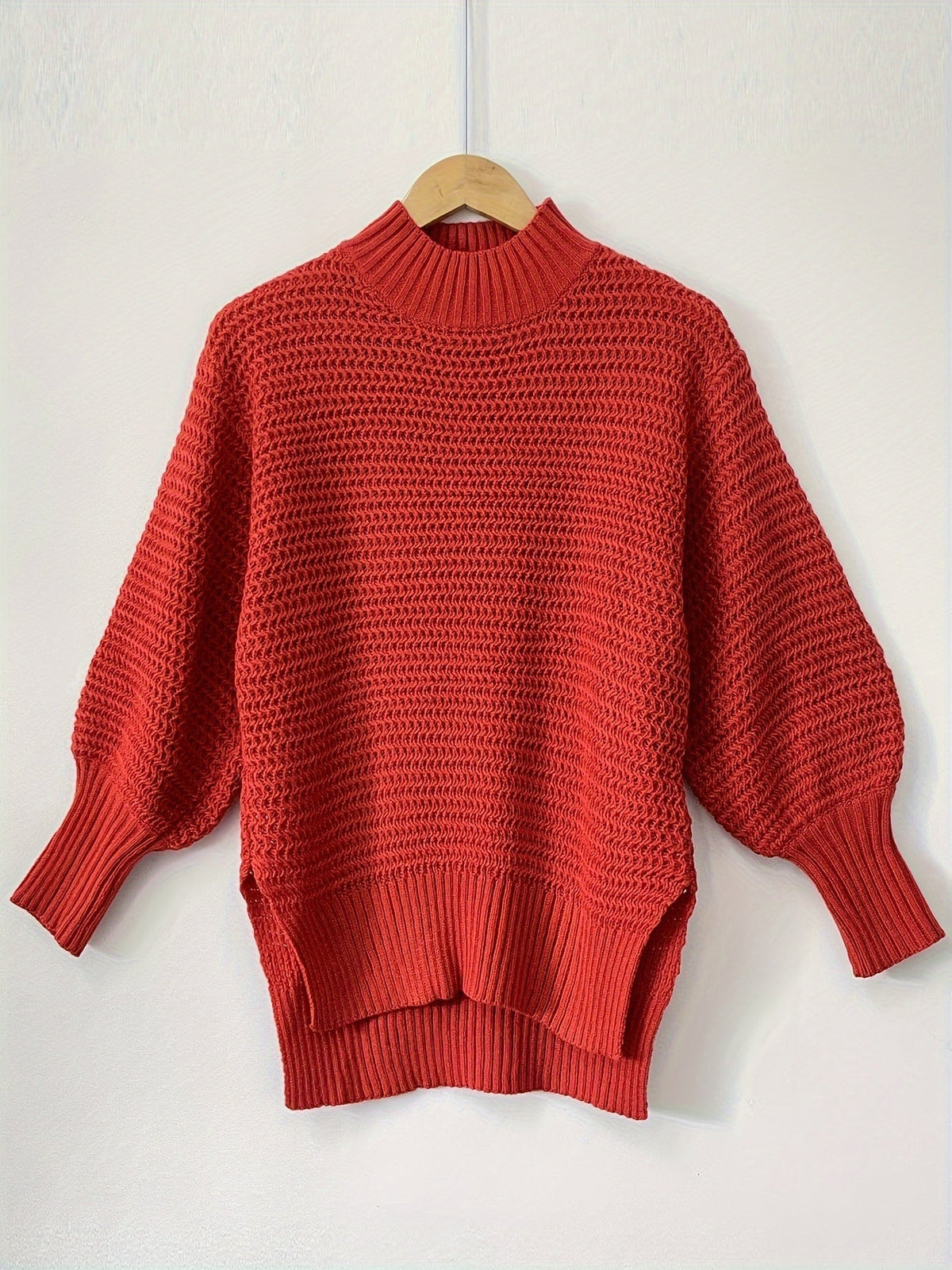 Chunky Knit Oversized Sweater with High-Low Hem for Women