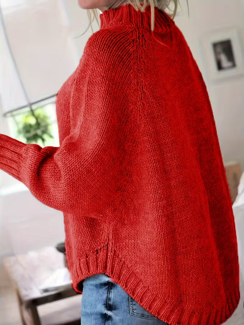Chunky Cable Knit Oversized Turtleneck Sweater for Women