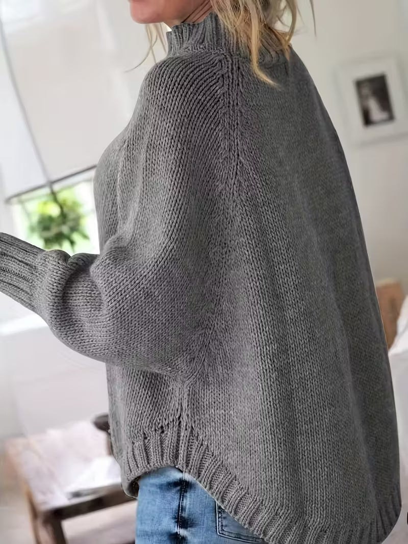 Chunky Cable Knit Oversized Turtleneck Sweater for Women